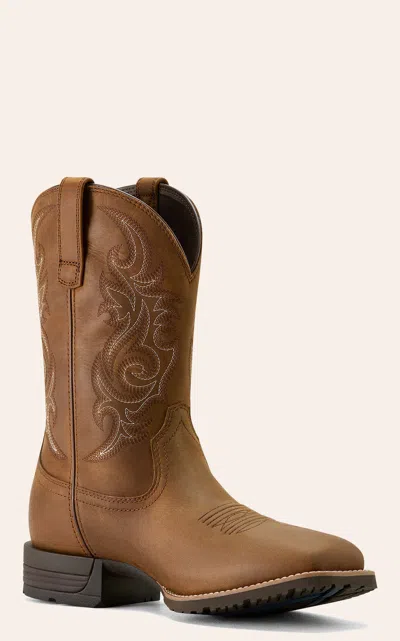 Ariat Men's Distressed Brown Hybrid Ranchway Wide Square Toe Boots In Multi