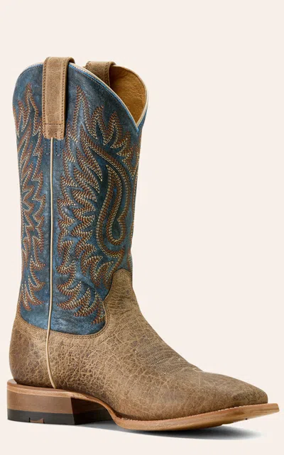 Ariat Men's Earth Brown Bison & Blue Tekstep Wide Square Toe Boots In Multi