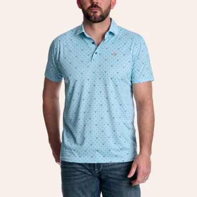 Ariat Men's Edmand Blue Longhorn Geo Print Fitted Polo Shirt