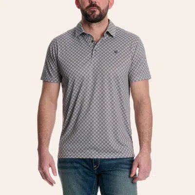 Ariat Men's Fleetwood Gray Monument Geo Print Fitted Polo Shirt