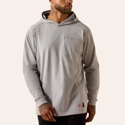 Ariat Men's Fr Air Crew Silver Fox Hooded Long Sleeve T-shirt In Gray