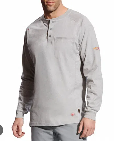 Ariat Men's Fr Air Henley Long Sleeve Work Shirt In Silver In Gray