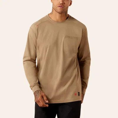 Ariat Men's Fr Air Khaki Long Sleeve T-shirt In Brown