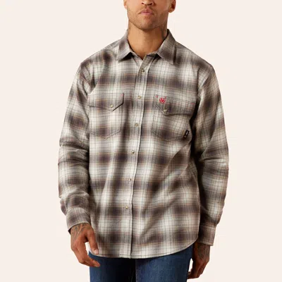 Ariat Men's Fr Andre Brown Plaid Print Long Sleeve Pearl Snap Work Shirt