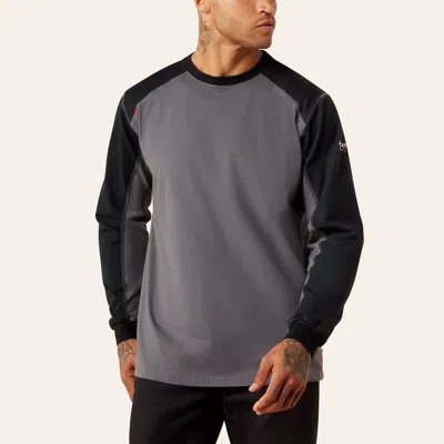 Ariat Men's Fr Colorblock Baseball Gray & Black Long Sleeve T-shirt