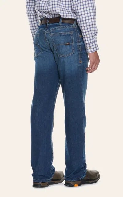 Ariat Men's Fr M4 Alloy Dark Wash Relaxed Fit Boot Cut Work Jeans