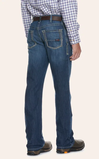 Ariat Men's Fr M4 Boundary Medium Wash Stretch Duralight Relaxed Fit Boot Cut Work Jeans In Blue