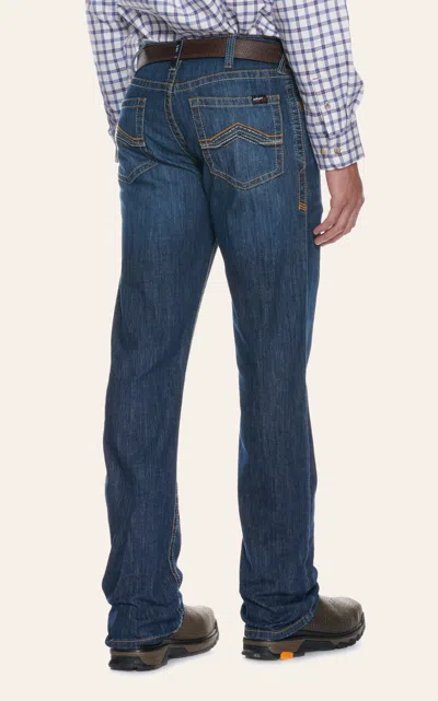 Ariat Men's Fr M4 Jett Medium Wash Stretch Duralight Relaxed Fit Boot Cut Work Jeans