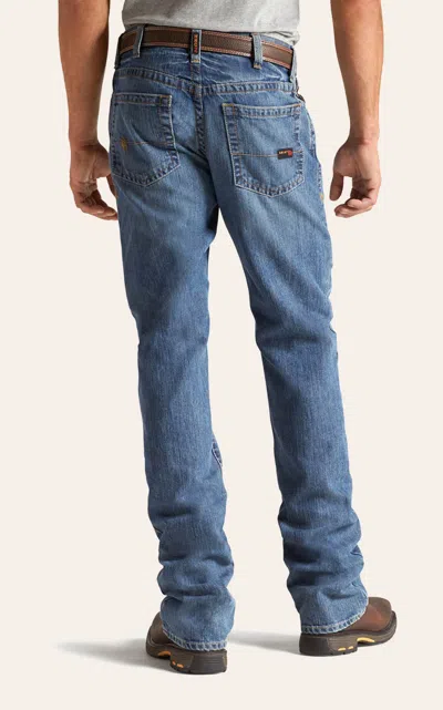 Ariat Men's Fr M4 Medium Wash Relaxed Fit Basic Boot Cut Work Jeans