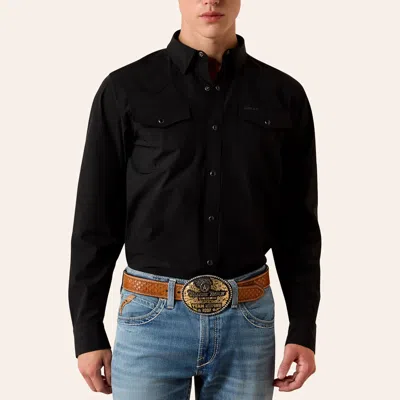 Ariat Men's Frontiertough Venttek Black Long Sleeve Pearl Snap Western Shirt