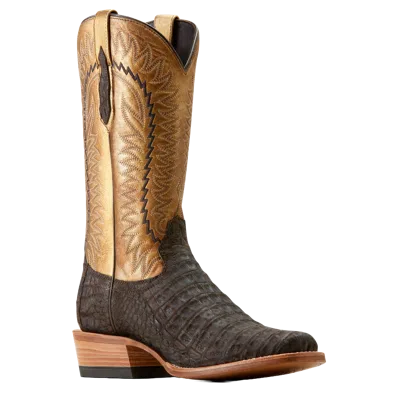 Pre-owned Ariat Men's Futurity Finalist Brushed Chocolate Caiman Belly Western Boots 1005 In Brown
