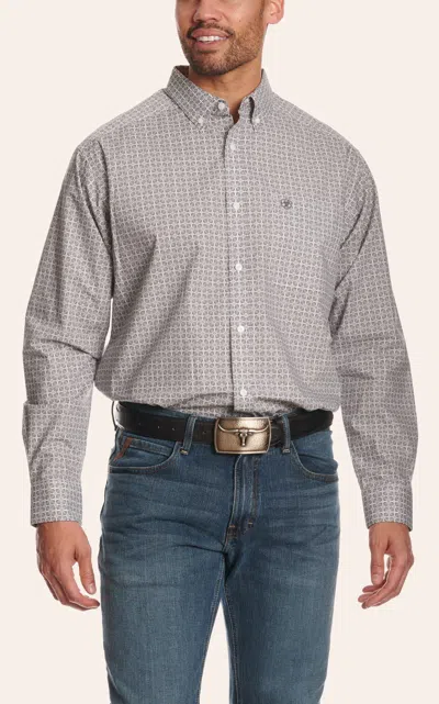 Ariat Men's Gray & White Geo Print Long Sleeve Western Shirt