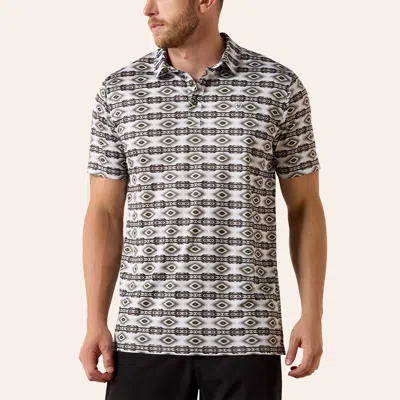 Ariat Men's Gray Aztec Print Short Sleeve Polo Shirt In Multi