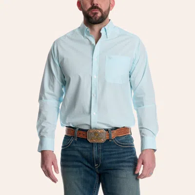 Ariat Men's Grayson Aqua Stripe Print Long Sleeve Shirt In Blue