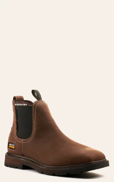 Ariat Men's Groundbreaker Chelsea Dark Brown Waterproof Wide Square Steel Toe Work Boots