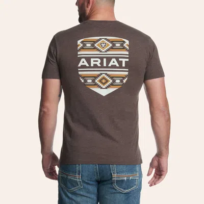 Ariat Men's Heather Brown Aztec Shield Logo Graphic T-shirt