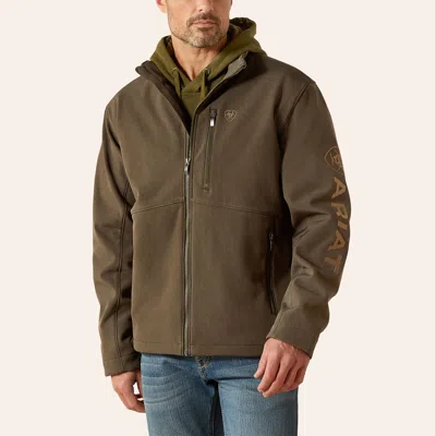 Ariat Men's Heather Earth Green Logo Softshell Jacket In Brown
