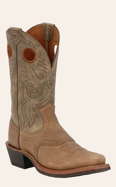 Ariat Men's Heritage Roughstock Earth And Brown Bomber Square Toe Buckaroo Cowboy Boots