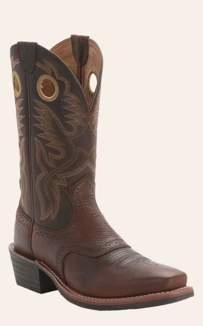 Ariat Men's Heritage Roughstock Oiled Brown Rowdy Square Toe Cowboy Boots