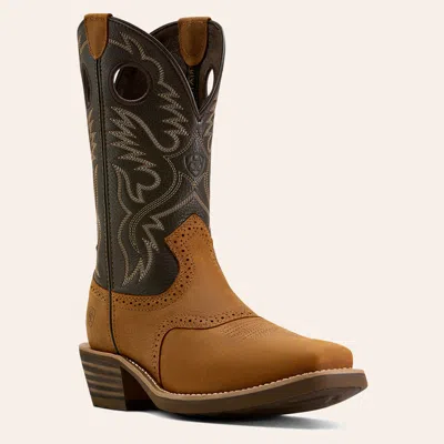 Ariat Men's Heritage Roughstock Status Brown & Chocolate Smoke Square Toe Cowboy Boots