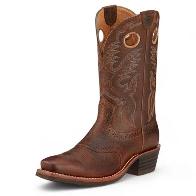 Ariat Men's Heritage Roughstock Western Boot In Brown Oiled Rowdy In Multi