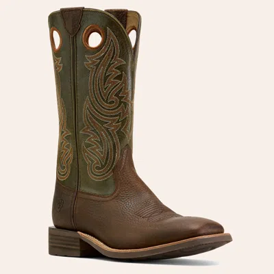 Ariat Men's Highland Toughstock Brown Oiled Rowdy & Timber Olive Wide Square Toe Cowboy Boots