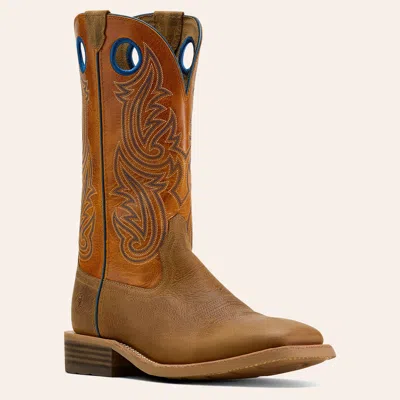 Ariat Men's Highland Toughstock Cottage Brown & Marigold Wide Square Toe Cowboy Boots