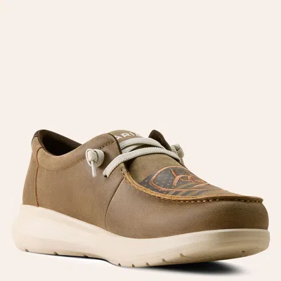 Ariat Men's Hilo Brown Logo Flag Print Moc Toe Shoes