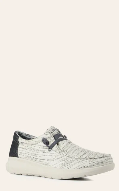 Ariat Men's Hilo Heather White With Dark Denim Stretch Lace Casual Shoe In Gray