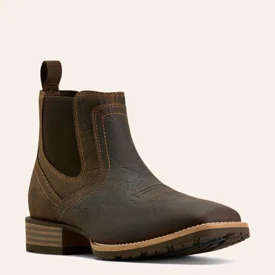Ariat Men's Hybrid Low Boy Warm Brown Elephant Print Wide Square Toe Chelsea Boots