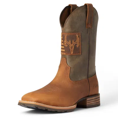 Ariat Men's Hybrid Patriot Country Western Boot In Casper Brown In Multi