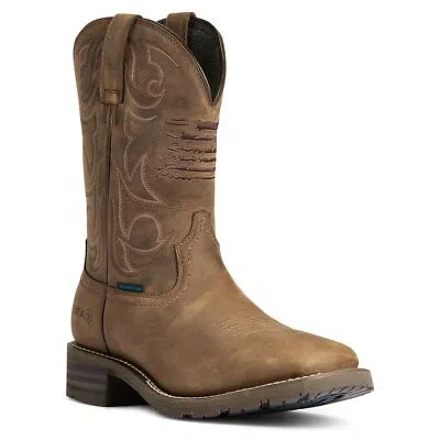 Pre-owned Ariat Men's Hybrid Patriot H20 Distressed Brown Boots 10038354