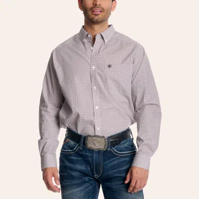 Ariat Men's Kenny White Geo Print Long Sleeve Shirt In Purple