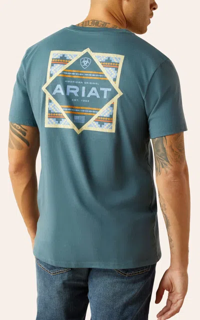 Ariat Men's Lagoon Green Puebla Serape T-shirt In Blue