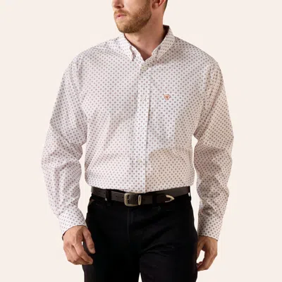 Ariat Men's Landry White Geo Print Wrinkle Free Long Sleeve Shirt