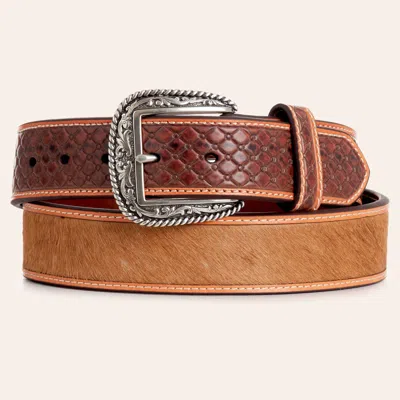 Ariat Men's Leather & Hair-on Embossed Diamond Belt In Brown