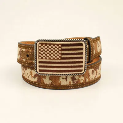 Ariat Men's Leather Boot Camo Patriot Belt In Dark Tan In Multi