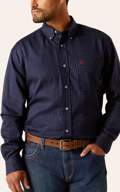 Ariat Men's Lever Midnight Navy Geo Fr Work Shirt In Blue