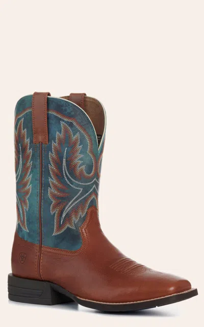 Ariat Men's Luna Tan Forged Green Wide Square Toe Cowboy Boots In Brown