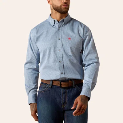 Ariat Men's Mantle Dusty Blue Geo Print Fr Long Sleeve Shirt In Multi