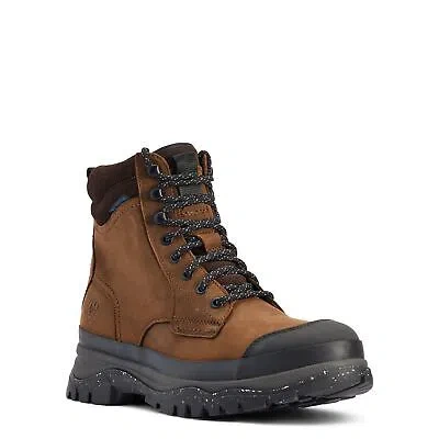 Pre-owned Ariat Men's Moresby Brown & Olive Waterproof Boot 10042559 In Green