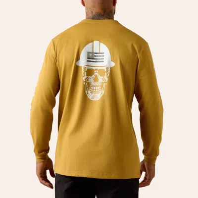 Ariat Men's Mustard Roughneck Skull Graphic Fr Long Sleeve T-shirt In Yellow