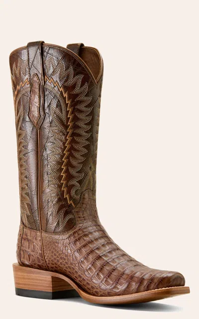 Ariat Men's Natural Caiman & Adobe Tekstep Narrow Square Toe Boots In Brown