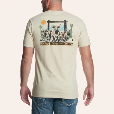 Ariat Men's Natural Stock Yard Crashers Logo Graphic T-shirt In White