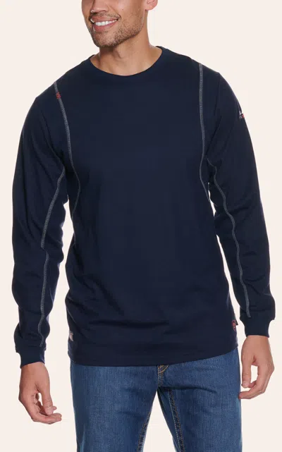 Ariat Men's Navy Ac Crew Long Sleeve Fr T-shirt In Blue