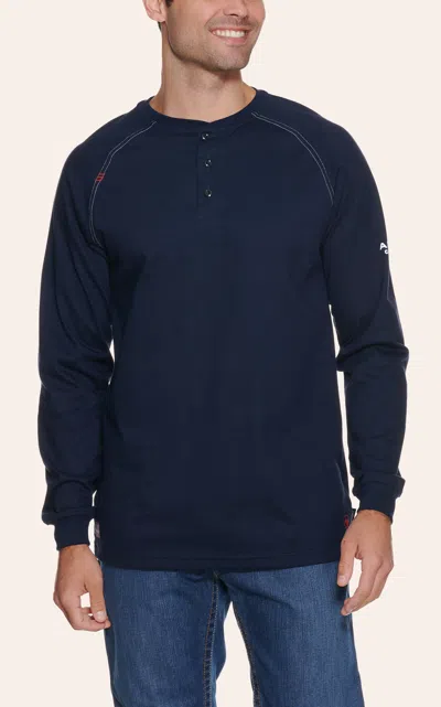 Ariat Men's Navy Hrc2 Crew Neck Fr Work Henley Shirt In Blue