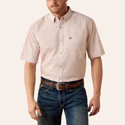 Ariat Men's Nels Tan Geo Print Shirt In Brown