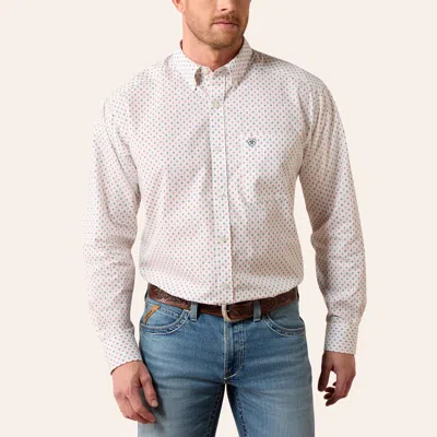 Ariat Men's Noam White Geo Print Long Sleeve Shirt