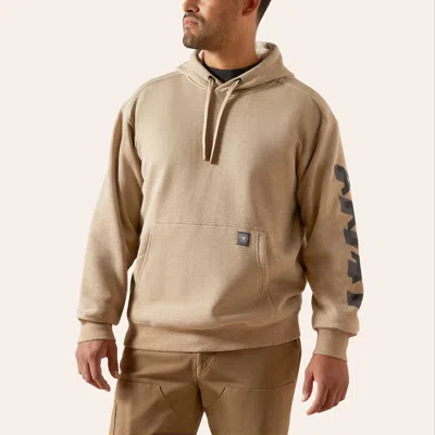 Ariat Men's Oatmeal Heather & Black Lightweight Logo Hoodie In Neutral