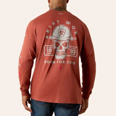 Ariat Men's Orange Born For This Graphic Fr Long Sleeve T-shirt In Red